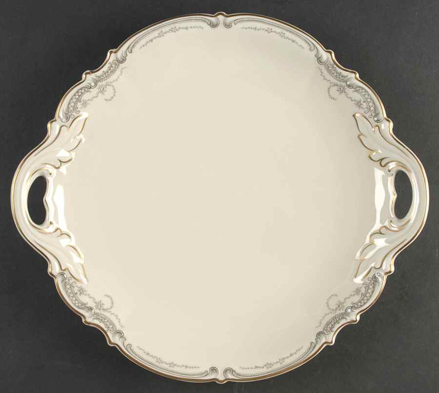 Lorelei Loreley (Gold, Cream) Handled Cake Plate by Hutschenreuther-1