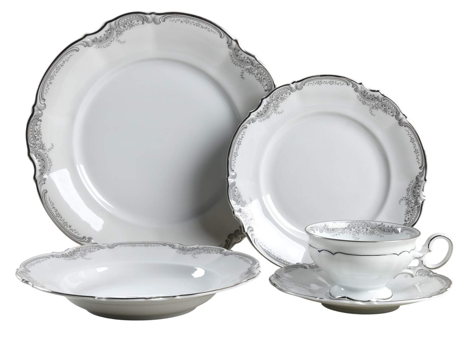 Lorelei Loreley (Platinum Trim) 5 Piece Place Setting by Hutschenreuther-1