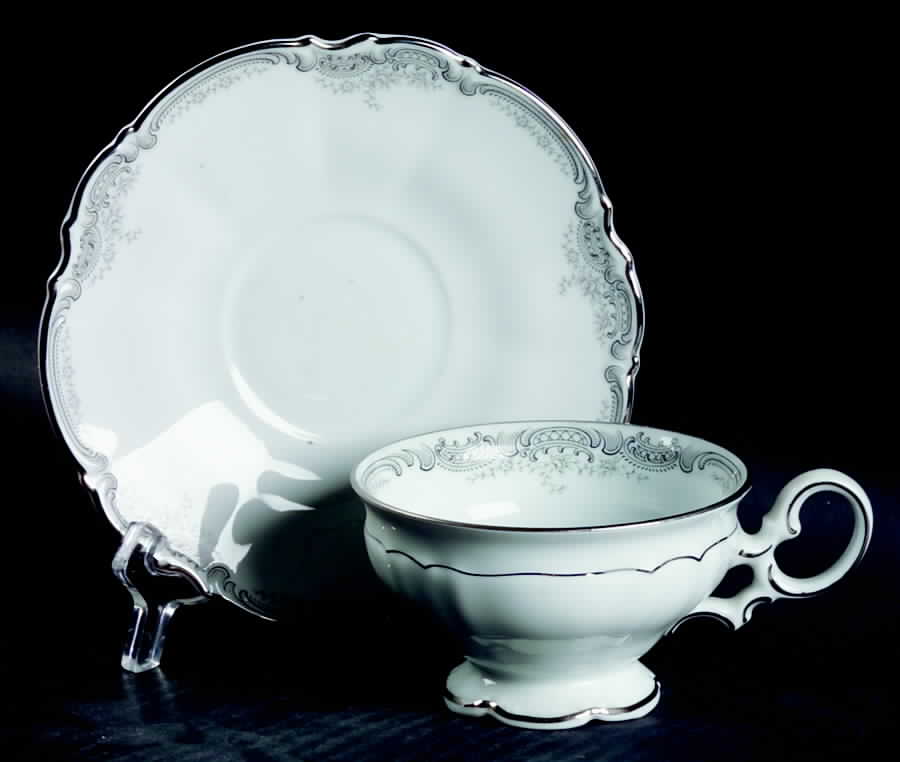 Lorelei Loreley (Platinum Trim) Footed Cup & Saucer Set by Hutschenreuther-1