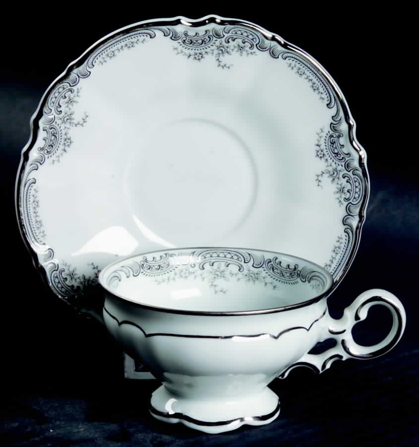 Lorelei Loreley (Platinum Trim) Footed Demitasse Cup & Saucer Set by Hutschenreuther-1