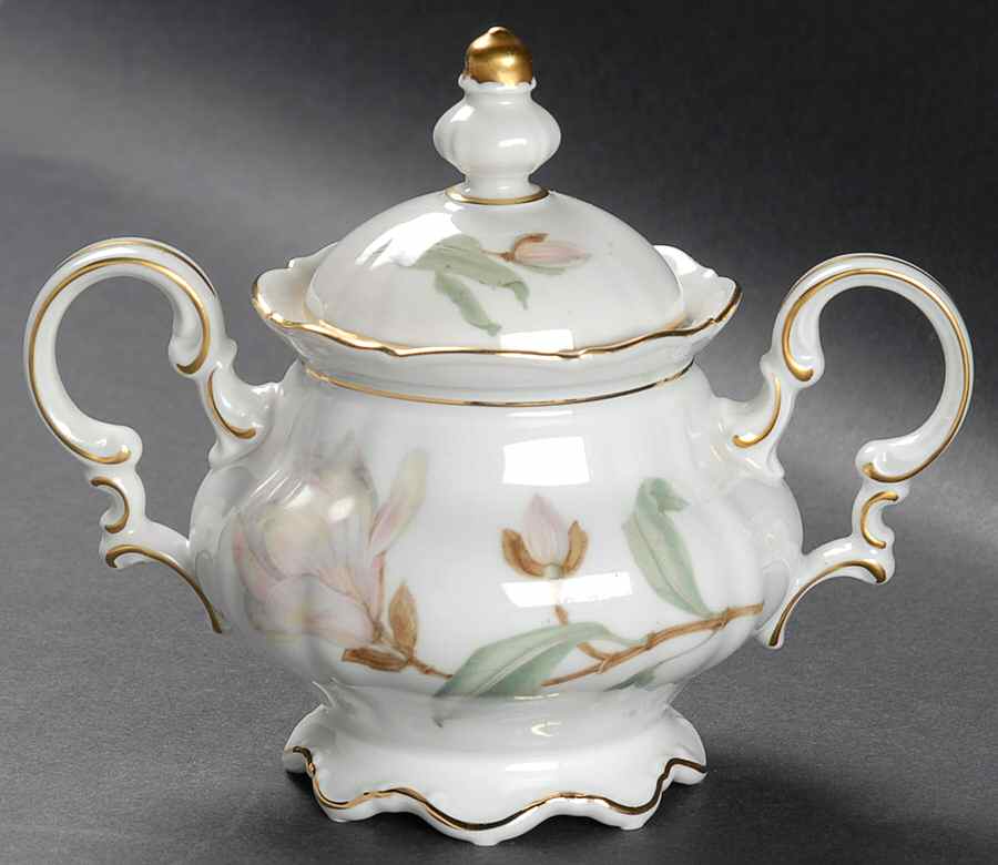 Magnolia (7948, Sylvia, White) Sugar Bowl & Lid by Hutschenreuther-1