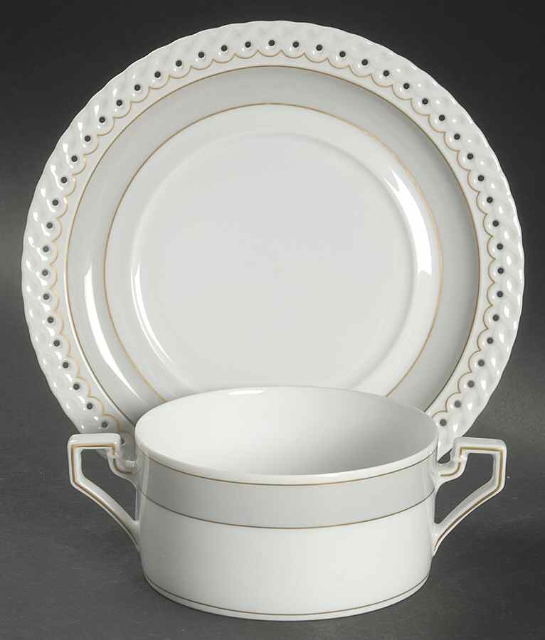 Marie Helene Flat Cream Soup Bowl & Saucer Set by Hutschenreuther-1