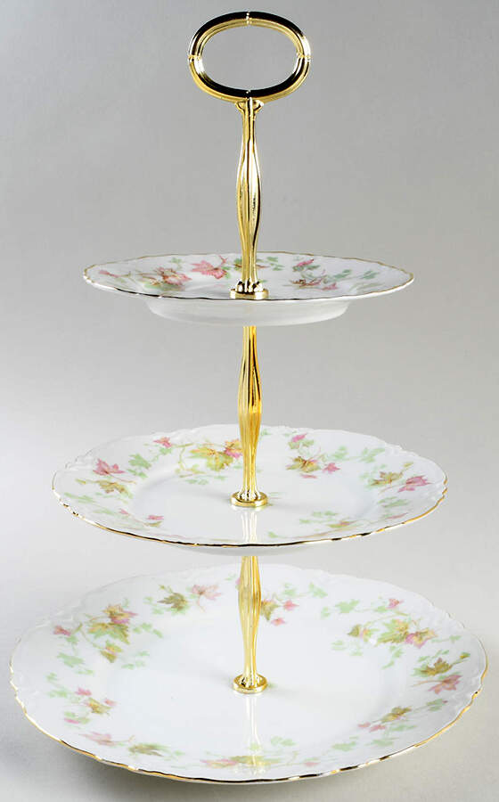 Maple Leaf (Scalloped) 13 7/8"-14 1/4" 3-Tiered Serving Tray(DP,SP,BB) HC by Hutschenreuther-1