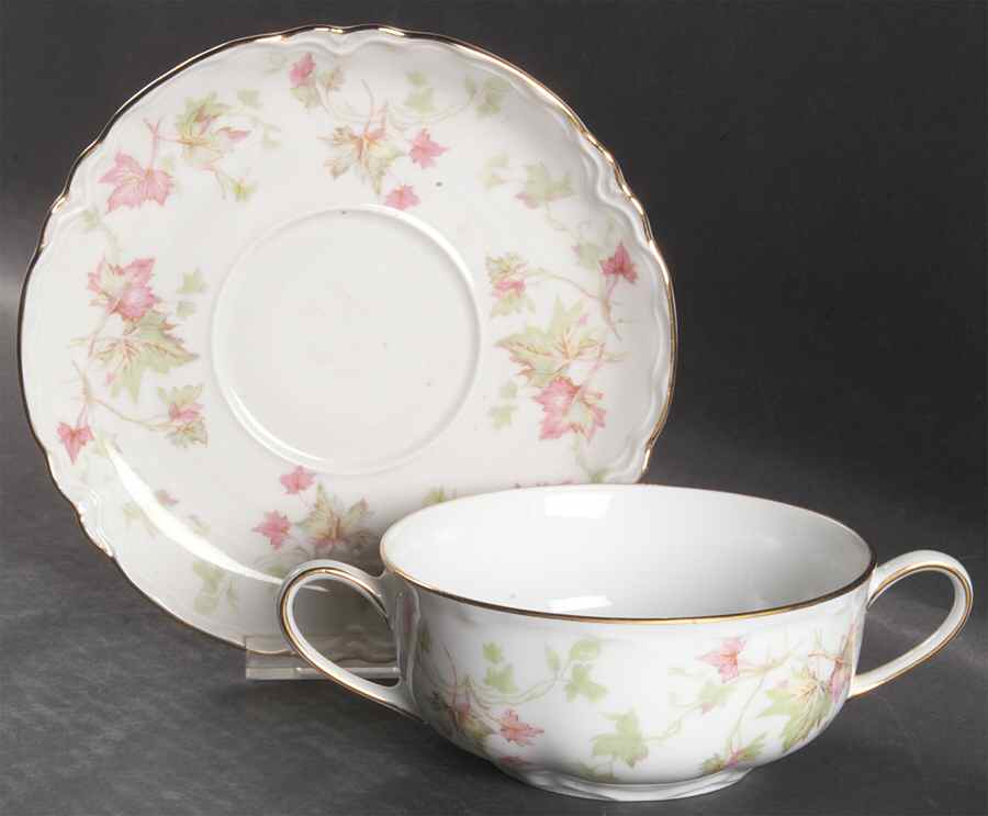 Maple Leaf (Scalloped) Flat Cream Soup Bowl & Saucer Set by Hutschenreuther-1