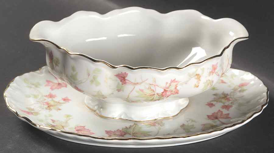 Maple Leaf (Scalloped) Gravy Boat with Attached Underplate by Hutschenreuther-1