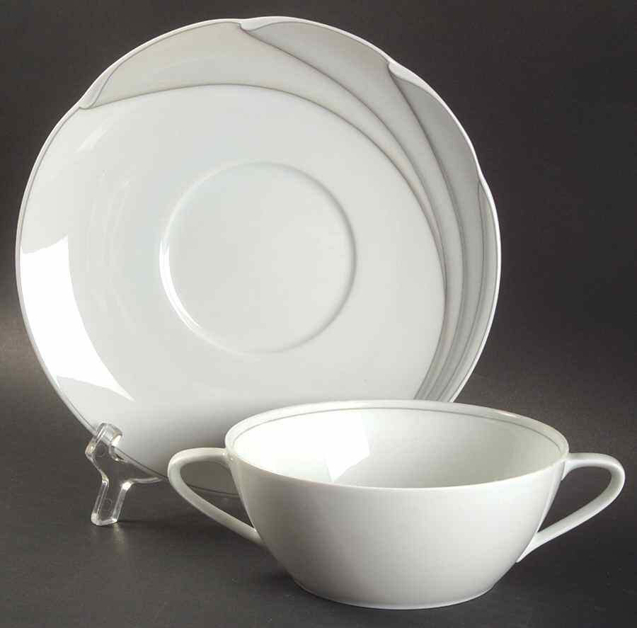 Marquis Flat Cream Soup Bowl & Saucer Set by Hutschenreuther-1