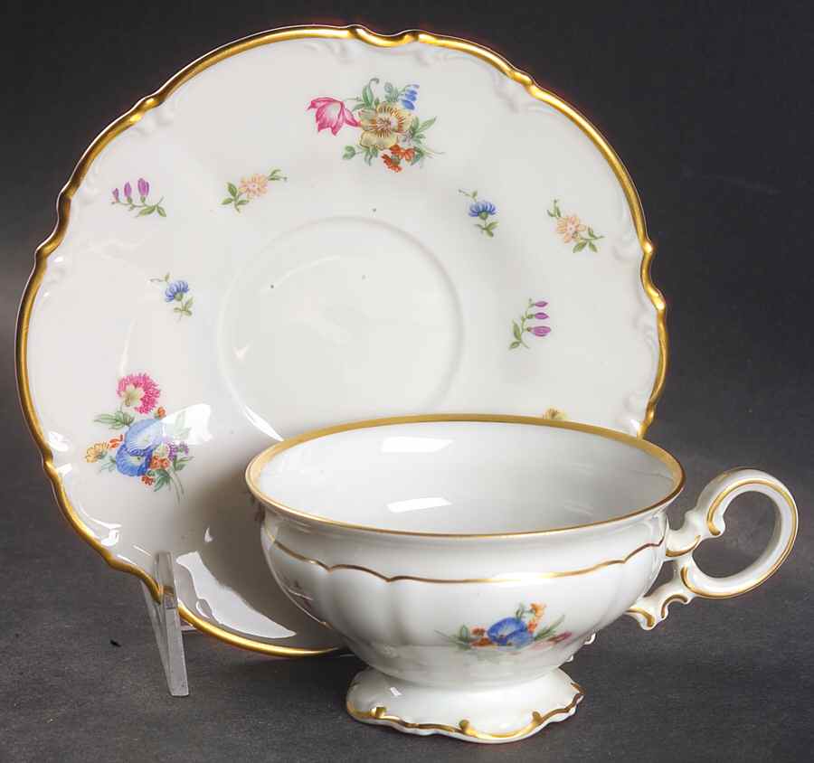Mayfair (White, 7619) Footed Cup & Saucer Set by Hutschenreuther-1