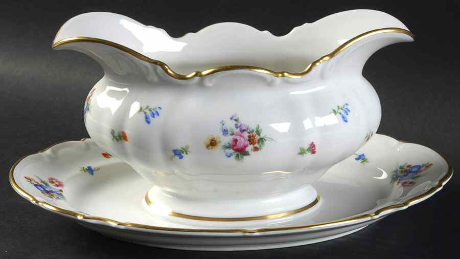 Mayfair (White, 7619) Gravy Boat with Attached Underplate by Hutschenreuther-1