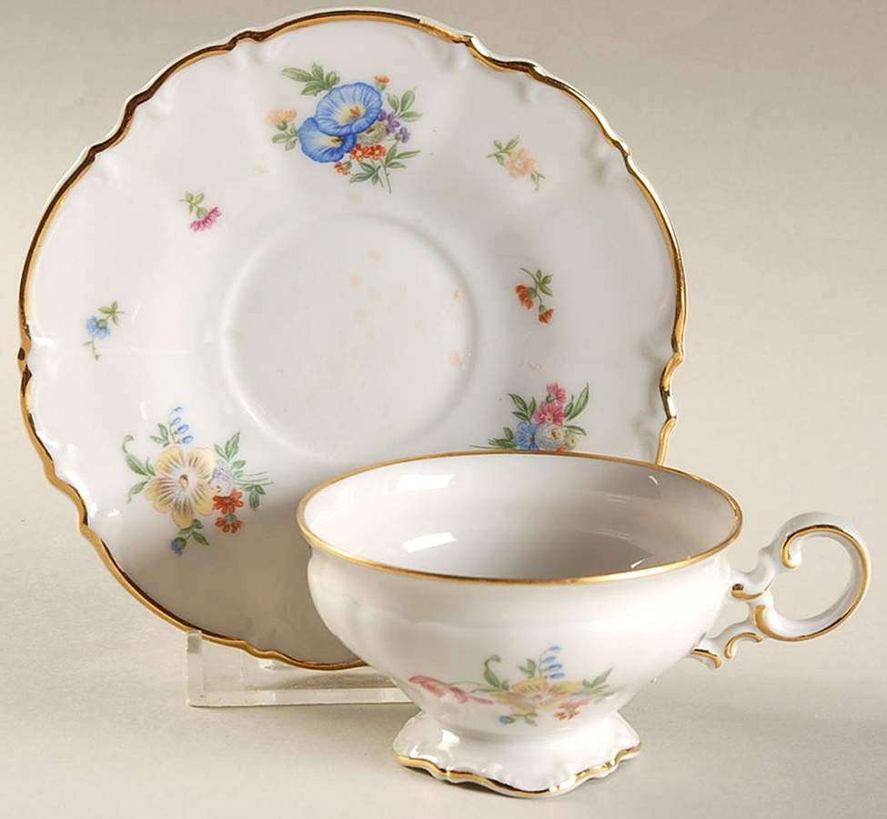 Mayfair (White, 7619) Footed Demitasse Cup & Saucer Set by Hutschenreuther-1