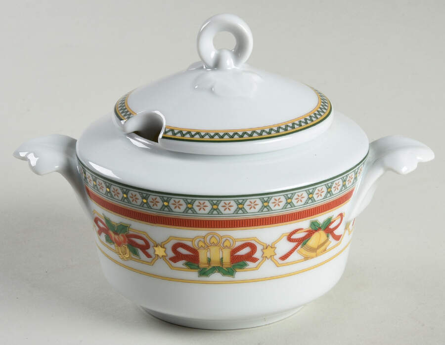 Merry Christmas Sugar Bowl & Lid by Hutschenreuther-1