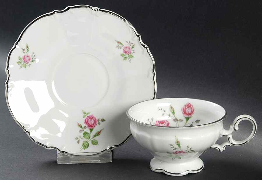 Moss Rose Footed Cup & Saucer Set by Hutschenreuther-1