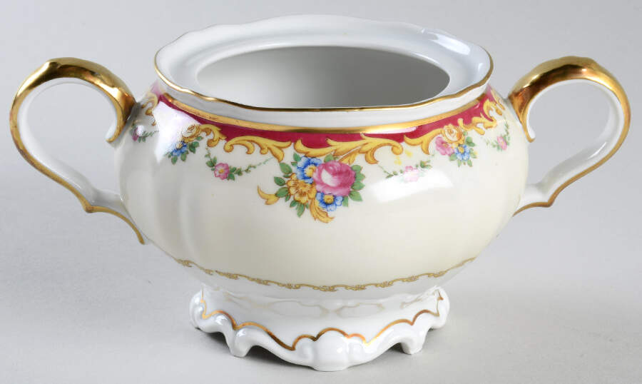 The Nanton White with Goldscroll Sugar Bowl No Lid by Hutschenreuther-1