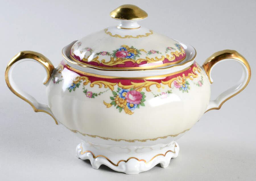 The Nanton White with Goldscroll Sugar Bowl & Lid by Hutschenreuther-1