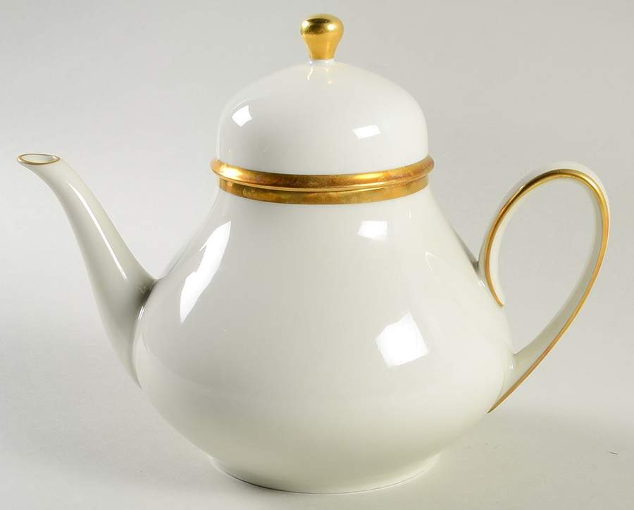 Olivia Gold Cream (Coupe) Teapot & Lid by Hutschenreuther-1