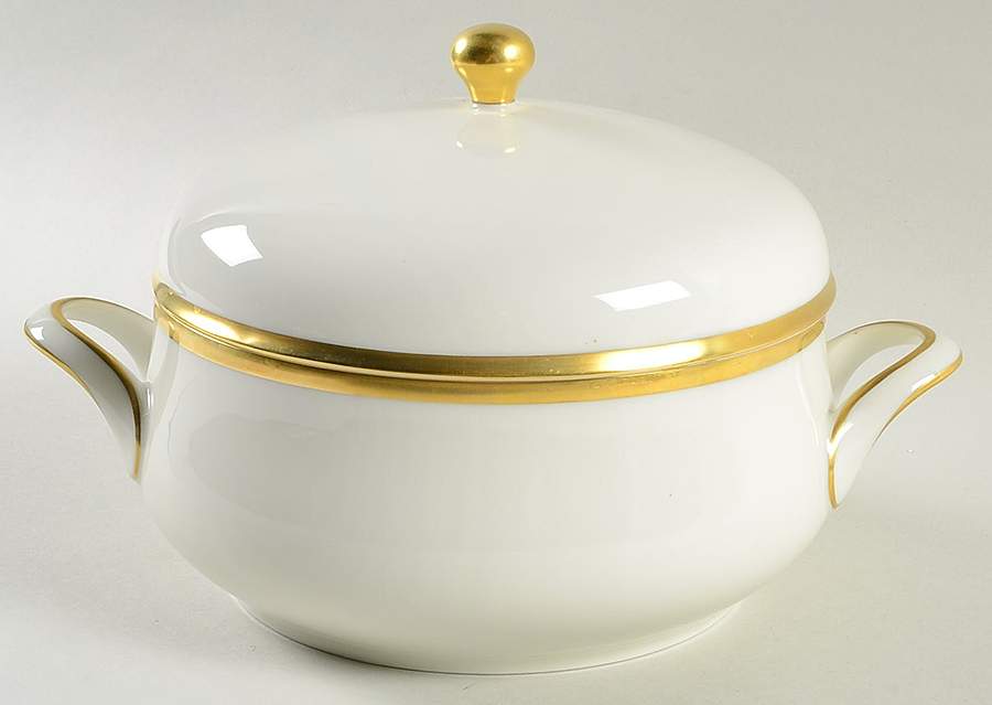 Olivia Gold Cream (Coupe) Round Covered Vegetable by Hutschenreuther-1