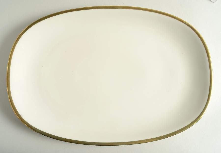 Olivia Gold Cream (Coupe) 15" Oval Serving Platter by Hutschenreuther-1