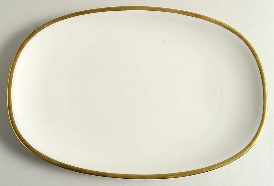Olivia Gold Cream (Coupe) 12" Oval Serving Platter by Hutschenreuther-1