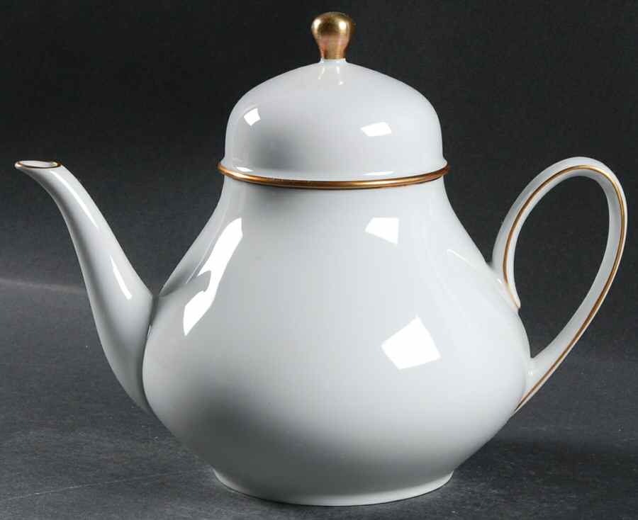 Olivia Gold White (Coupe) Teapot & Lid by Hutschenreuther-1