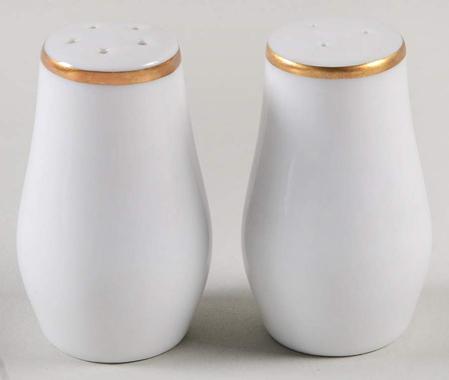 Olivia Gold White (Coupe) Salt & Pepper Set by Hutschenreuther-1