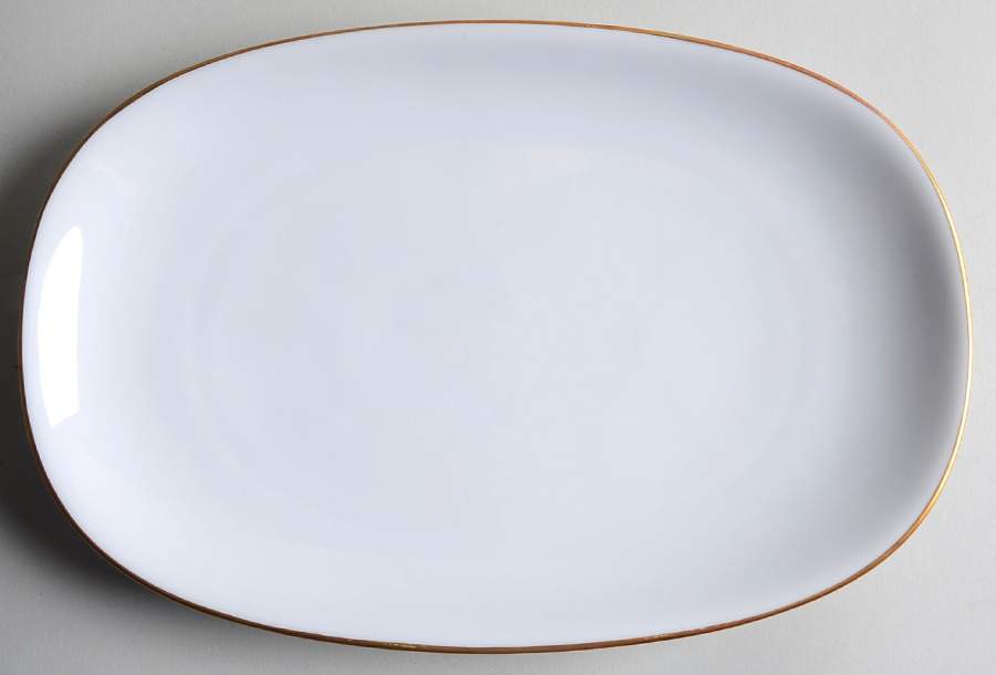 Olivia Gold White (Coupe) 11" Oval Serving Platter by Hutschenreuther-1