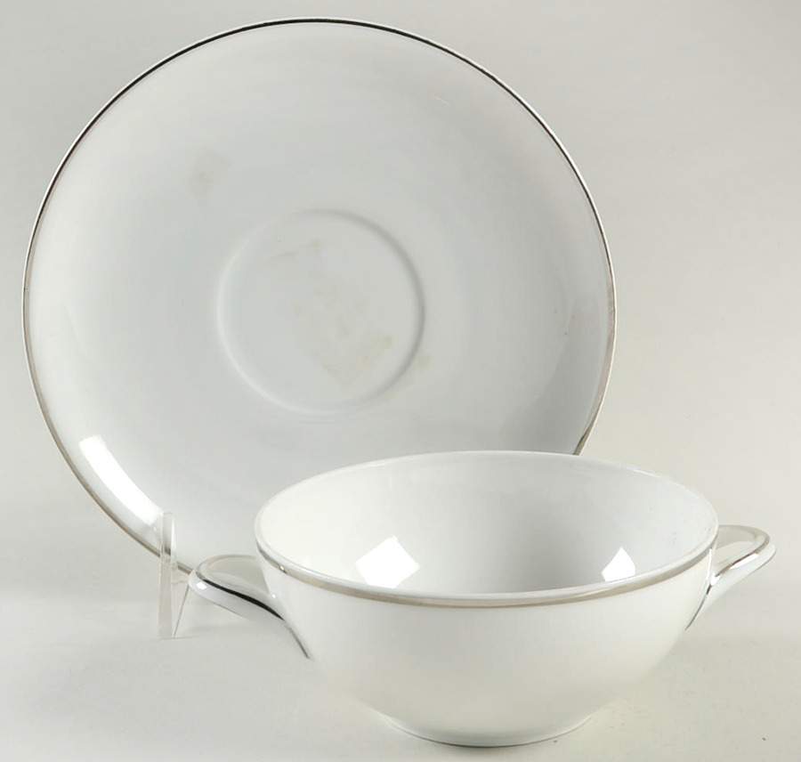 Olivia Platinum Flat Cream Soup Bowl & Saucer Set by Hutschenreuther-1