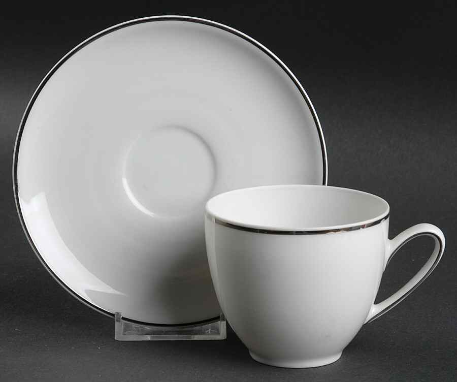 Olivia Platinum Flat Cup & Saucer Set by Hutschenreuther-1