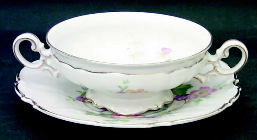 The Phoenix Footed Cream Soup Bowl & Saucer Set by Hutschenreuther-1