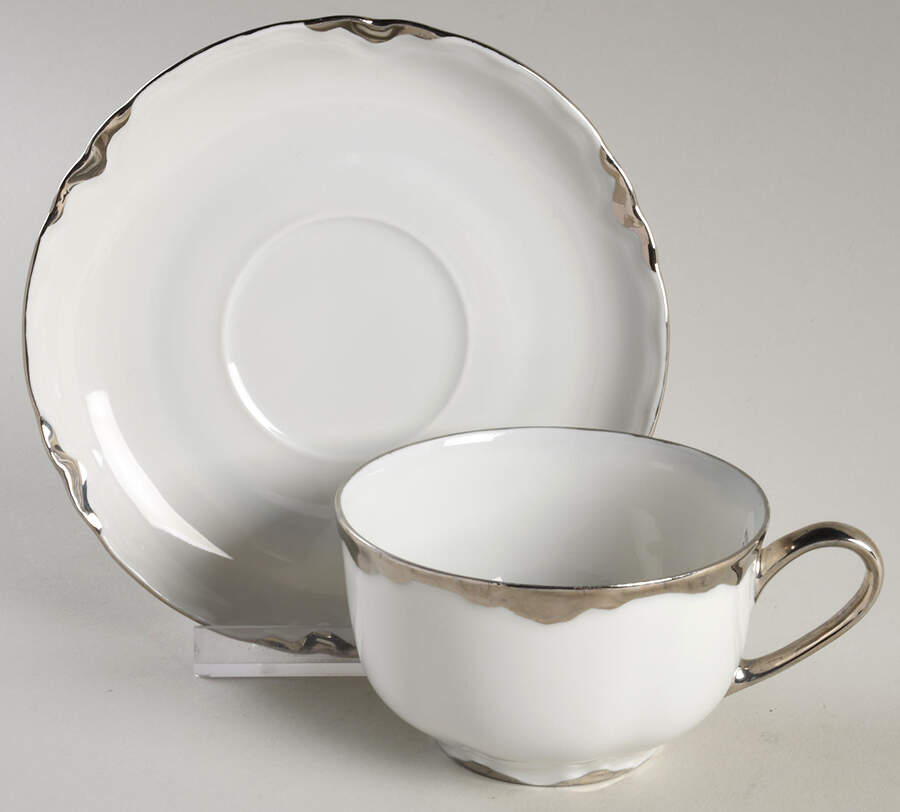 Platinum White Flat Cup & Saucer Set by Hutschenreuther-1
