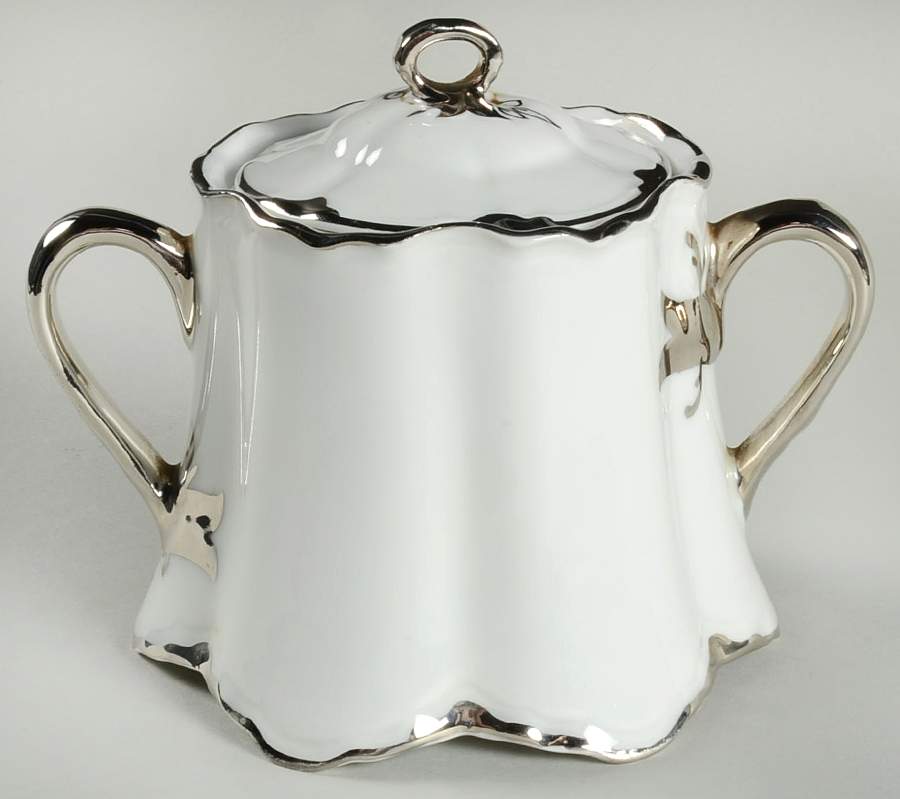 Platinum White Sugar Bowl & Lid by Hutschenreuther-1
