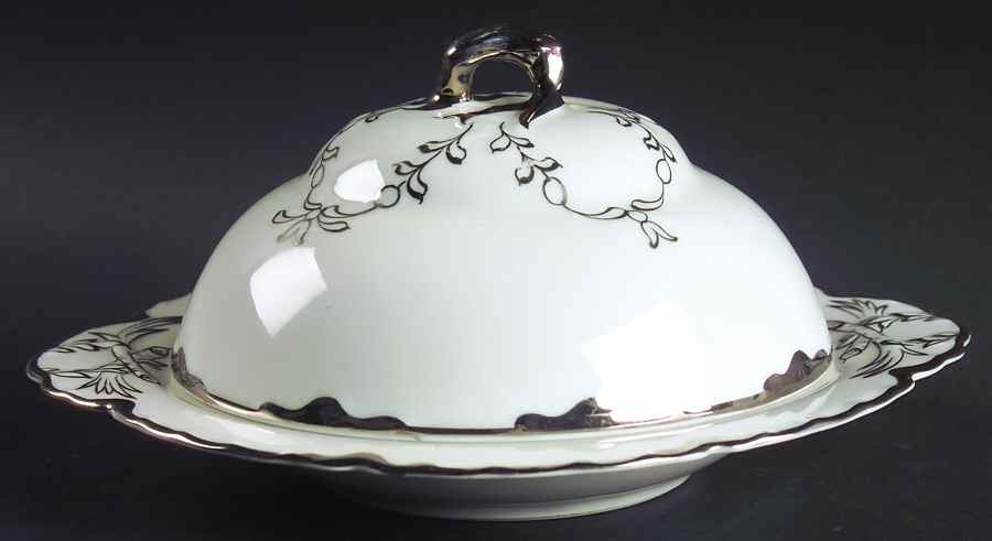 Platinum White Round Covered Butter by Hutschenreuther-1