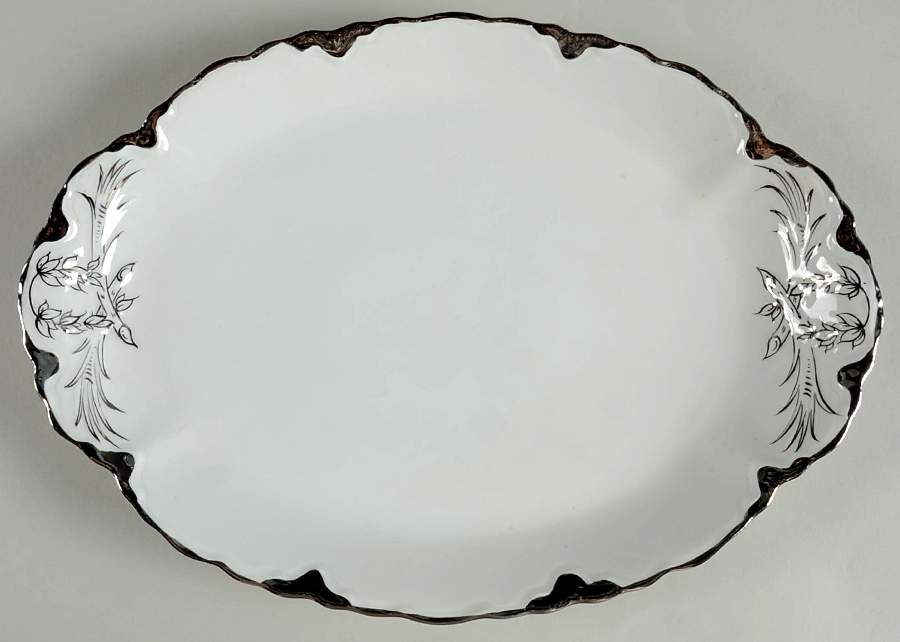 Platinum White 14" Oval Serving Platter by Hutschenreuther-1