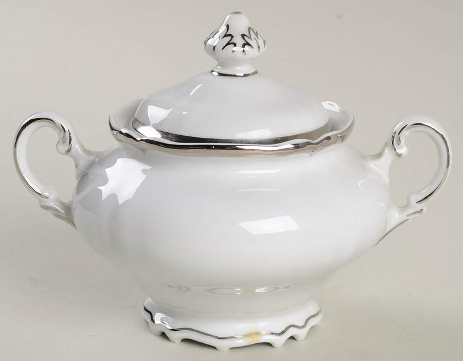 Baroque Platinum Sugar Bowl & Lid by Hutschenreuther-1