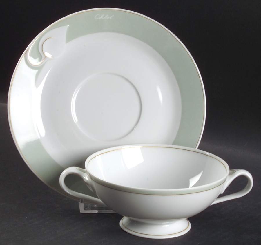 Printemps Footed Cream Soup Bowl & Saucer Set by Hutschenreuther-1