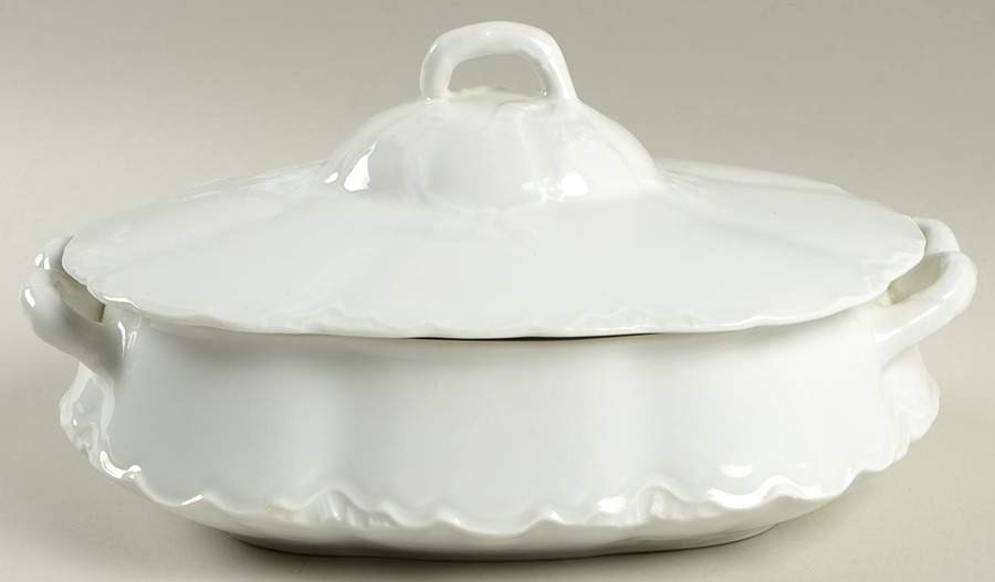 Racine (All White) Oval Covered Vegetable by Hutschenreuther-1