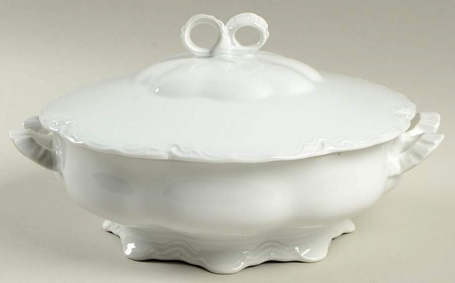 Racine (All White) Round Covered Vegetable by Hutschenreuther-1