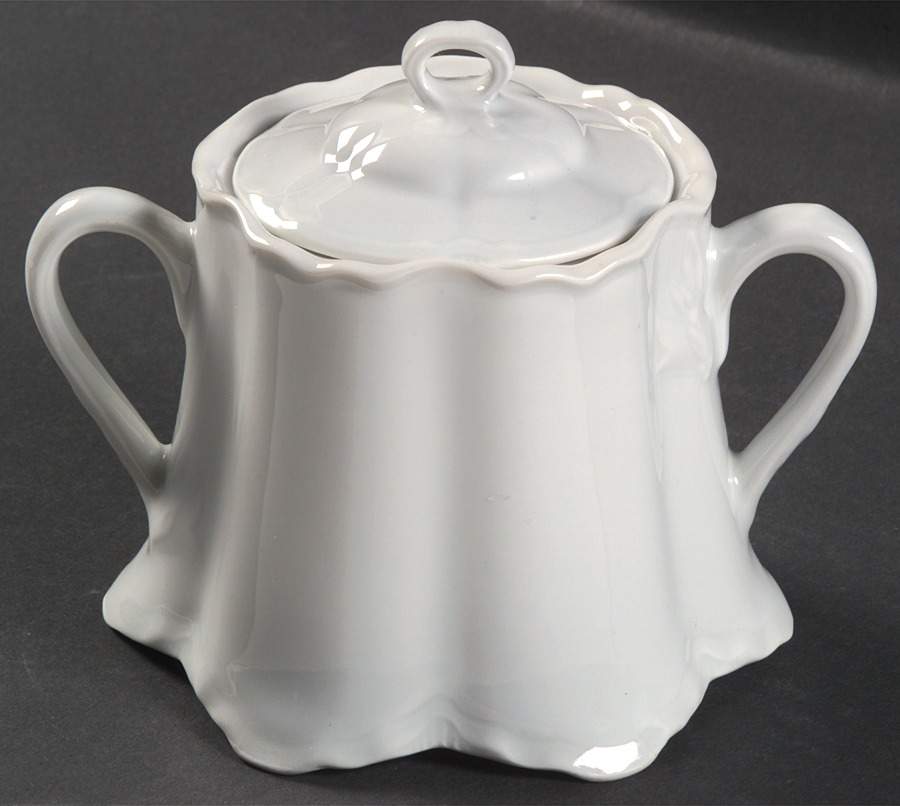 Racine (All White) Sugar Bowl & Lid by Hutschenreuther-1