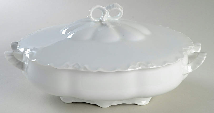 Racine (All White) Oval Covered Vegetable by Hutschenreuther-1