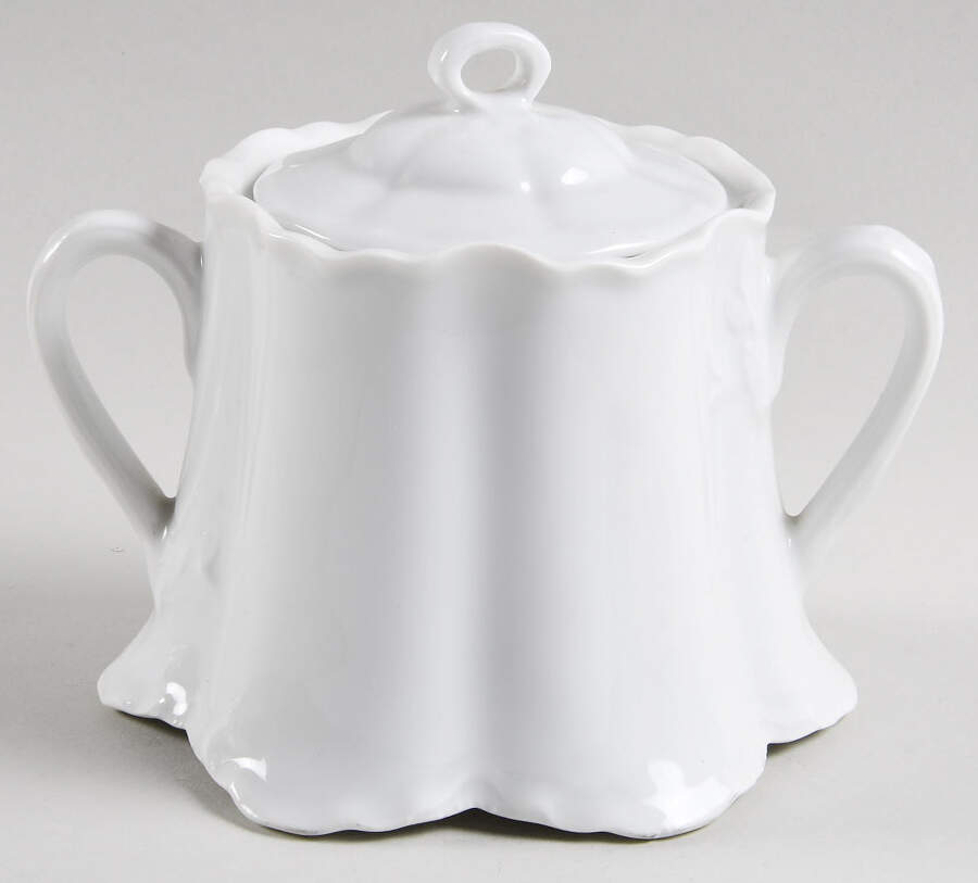 Racine (All White) Sugar Bowl & Lid by Hutschenreuther-1