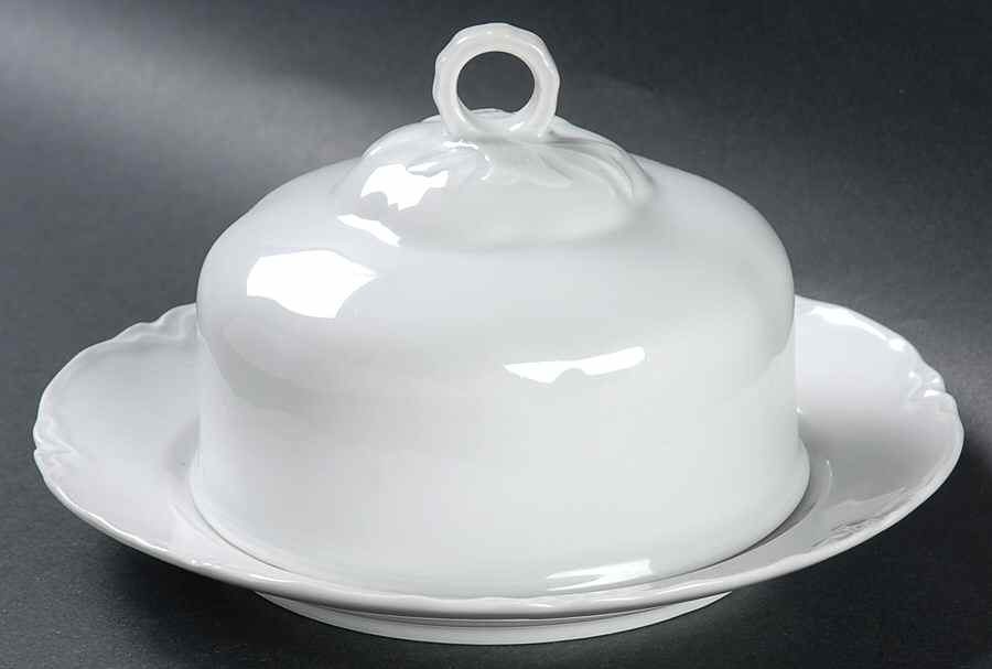 Racine (All White) Round Covered Butter by Hutschenreuther-1