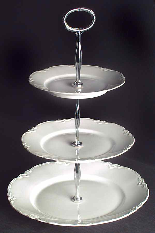 Racine (All White) 13 7/8"-14 1/4" 3-Tiered Serving Tray(DP,SP,BB) HC by Hutschenreuther-1