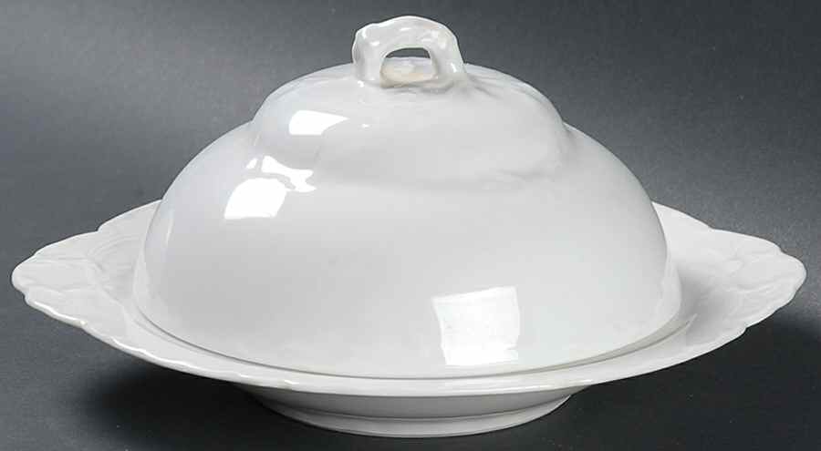 Racine (All White) Round Covered Butter by Hutschenreuther-1