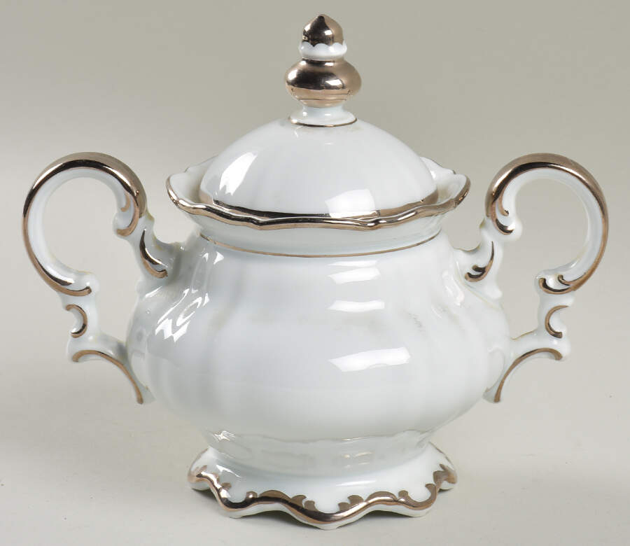 Revere (White) Sugar Bowl & Lid by Hutschenreuther-1