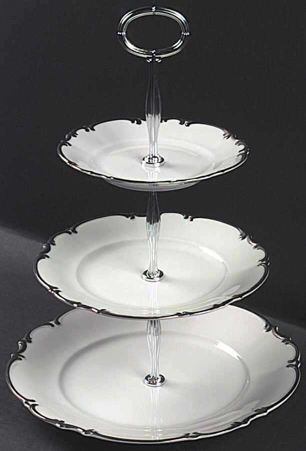 Revere (White) 13 7/8"-14 1/4" 3-Tiered Serving Tray(DP,SP,BB) HC by Hutschenreuther-1