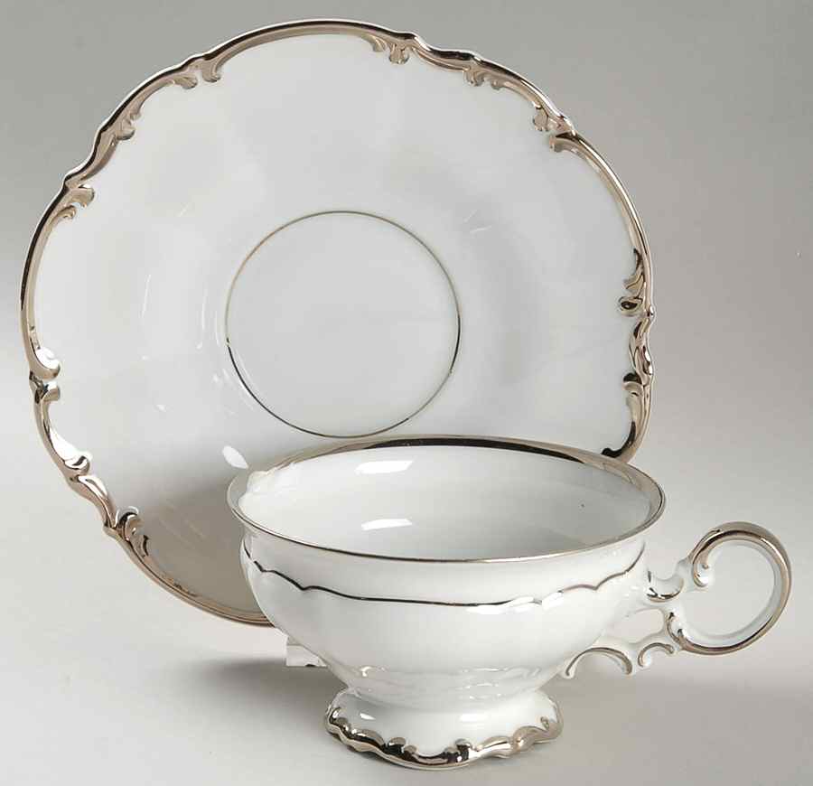 Revere (White) Footed Cup & Saucer Set by Hutschenreuther-1