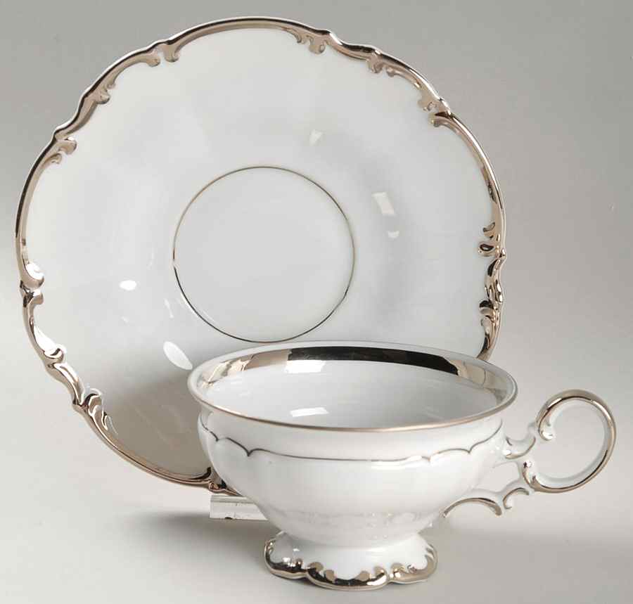 Revere (White) Footed Cup & Saucer Set by Hutschenreuther-1
