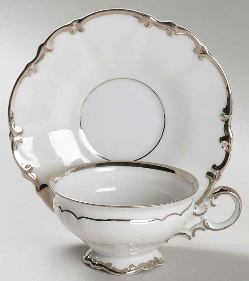 Revere (White) Footed Demitasse Cup & Saucer Set by Hutschenreuther-1