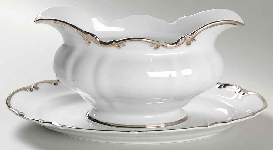 Revere (White) Gravy Boat with Attached Underplate by Hutschenreuther-1