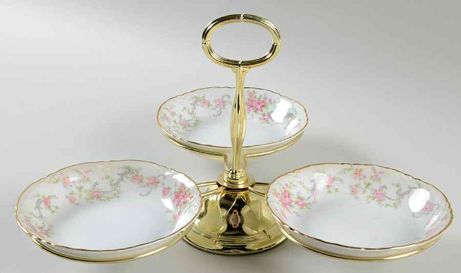 Richelieu 7" x 12" 3-Part Relish & Metal Stand (FR) HC by Hutschenreuther-1