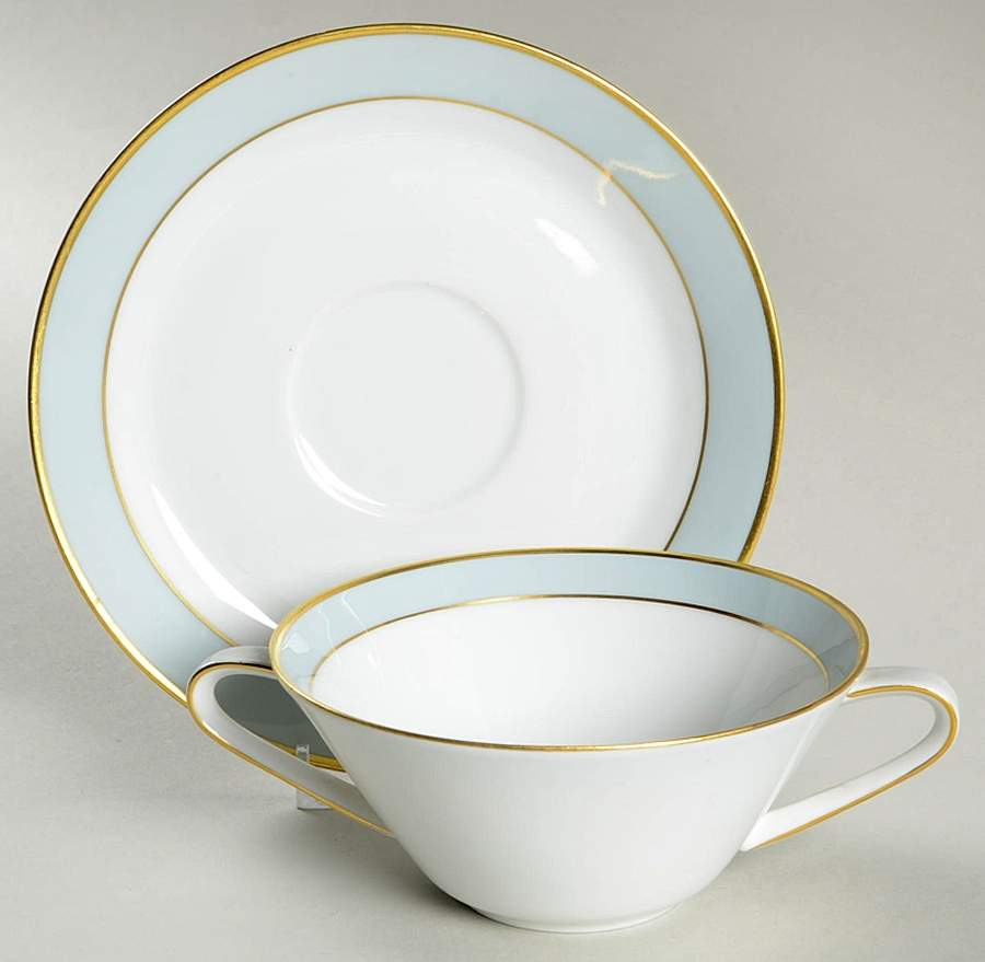 San Remo Gold Flat Cream Soup Bowl & Saucer Set by Hutschenreuther-1