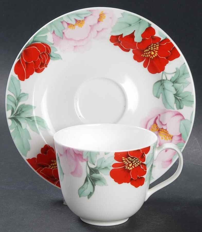 Scarlet Flat Cup & Saucer Set by Hutschenreuther-1